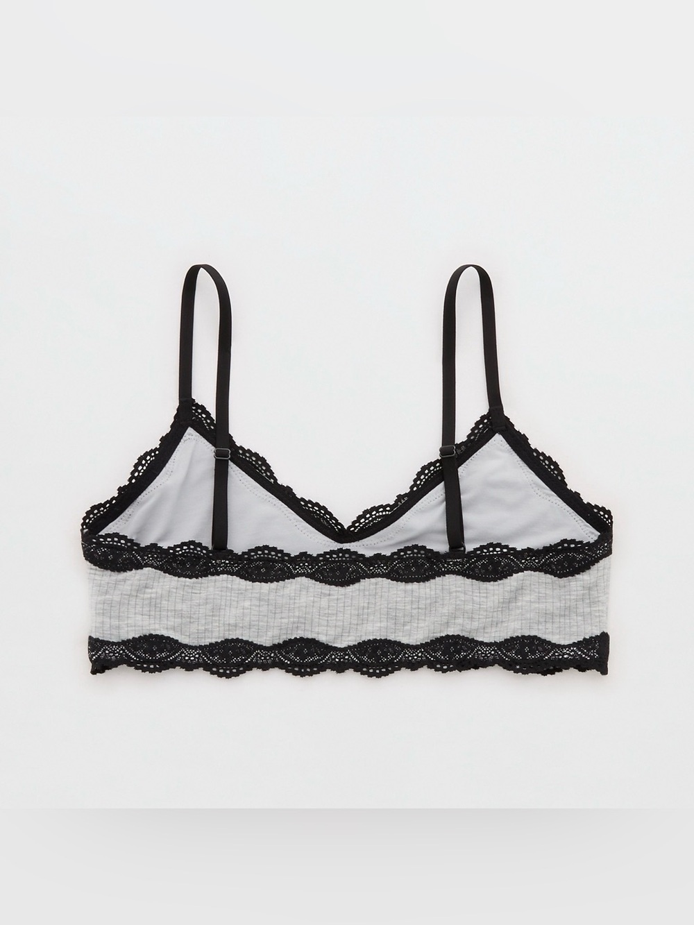 NWT Aerie OVERSLEPT Modal Lace Trim Bralette Gray Black XL - Picture 5 of 5